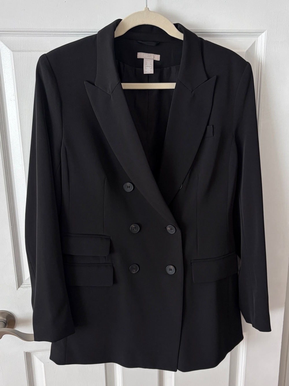 H&M Black Double-Breasted Blazer Jacket - Womens
